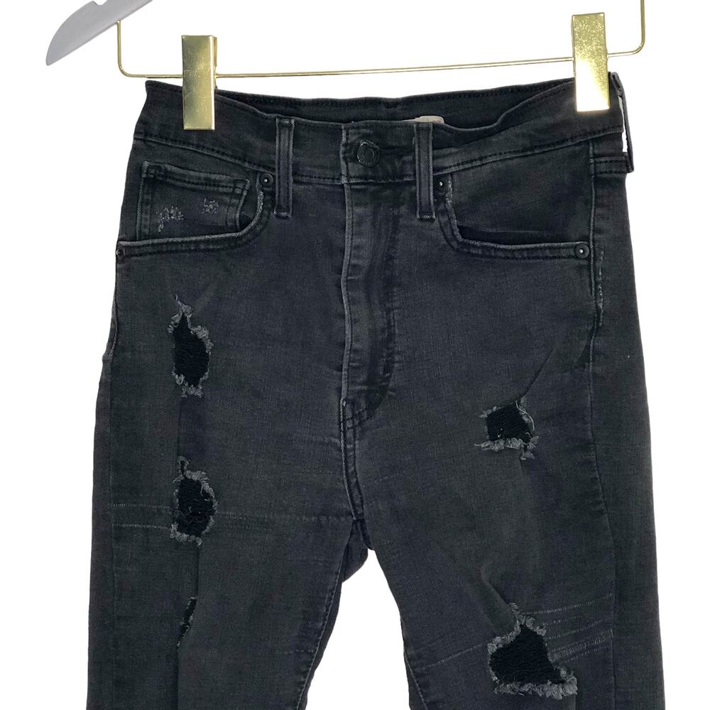 Levi's Black Mile High Super Skinny Thrashed Ankle Jeans Womens Sz 27 - Picture 2 of 8